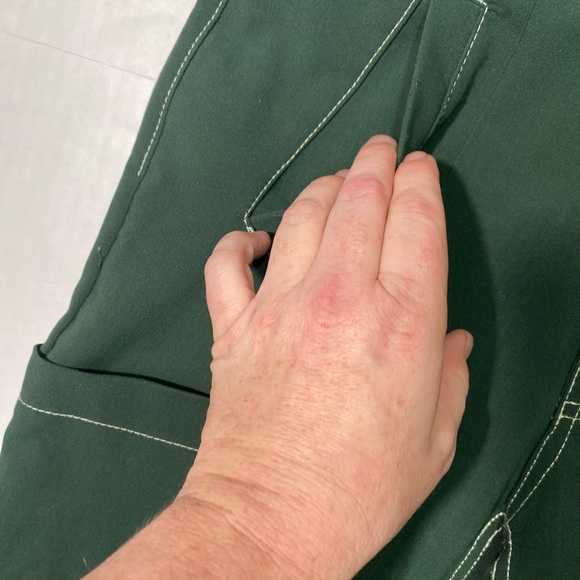 Ghospell Dark Green High Rise Woman’s Pants Two Big Front Pockets Size S - Picture 9 of 13